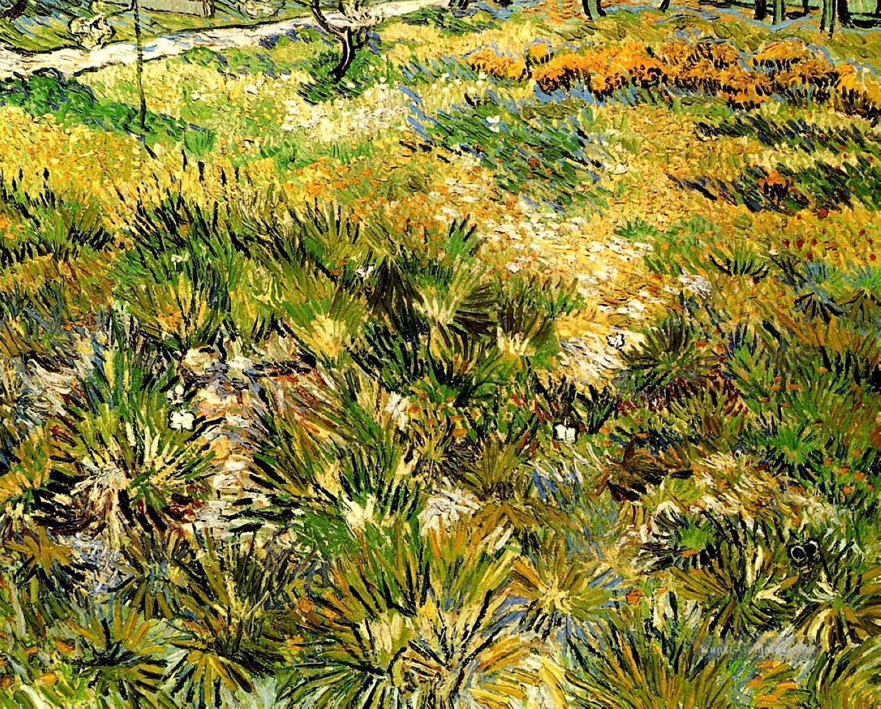 Wiese im Garten von Saint Paul Krankenhaus Vincent van Gogh Ölgemälde